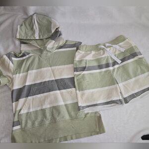 Little Bipsy Collection Kids Striped Baja Short Sleeve Hoodie And Shorts Set 8